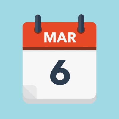 Calendar icon showing 6th March