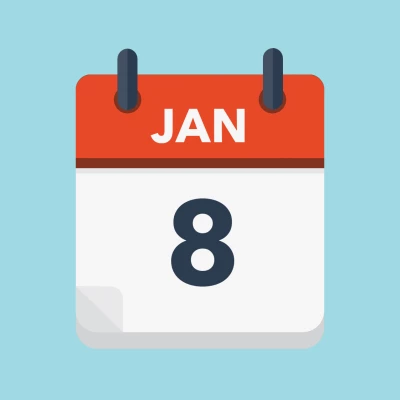 Calendar icon showing 8th January