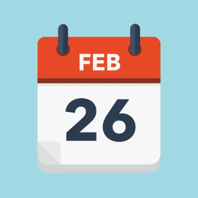 Calendar icon showing 26th February